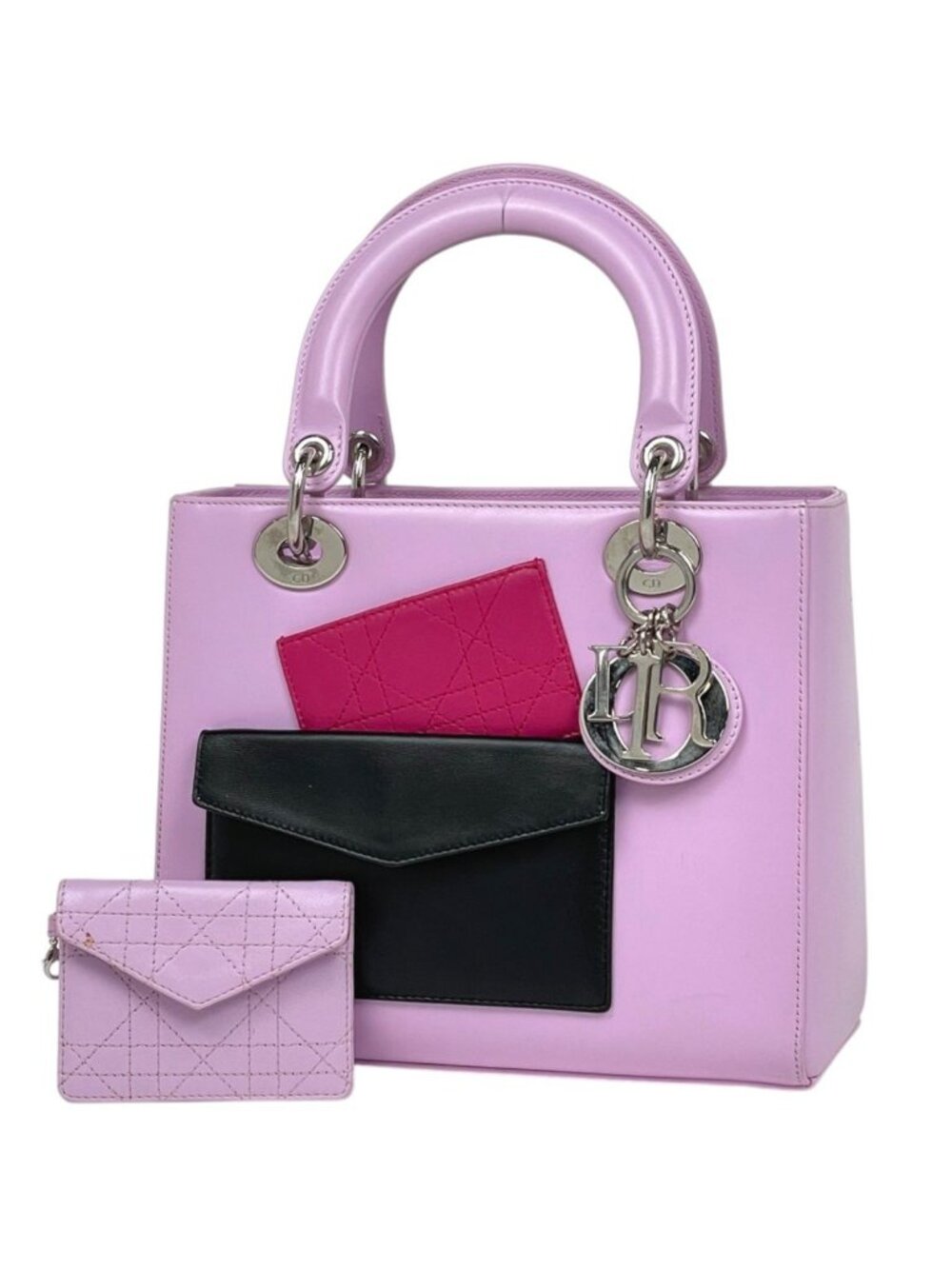Dior Lady Handbag 2-Way Cannage Leather Pink